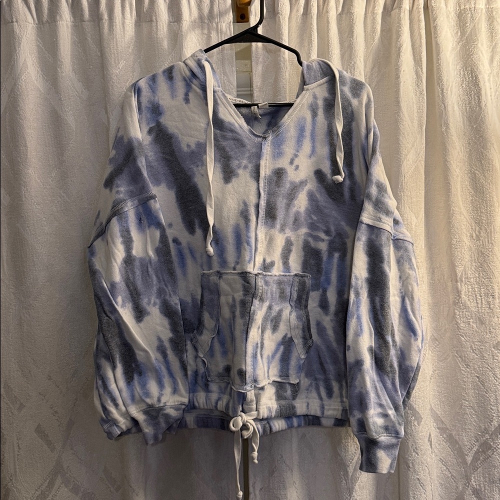 Blue and White Tie-Dye Hoodie